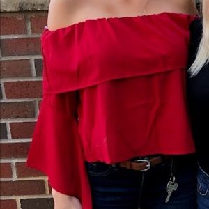 red off should flowy top